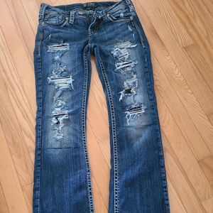 Ladies silver jeans